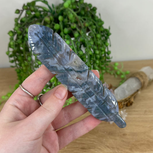 Moss Agate Feather (N654)