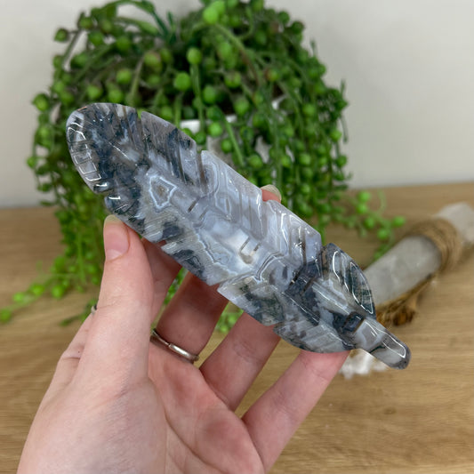 Moss Agate Feather (N653)