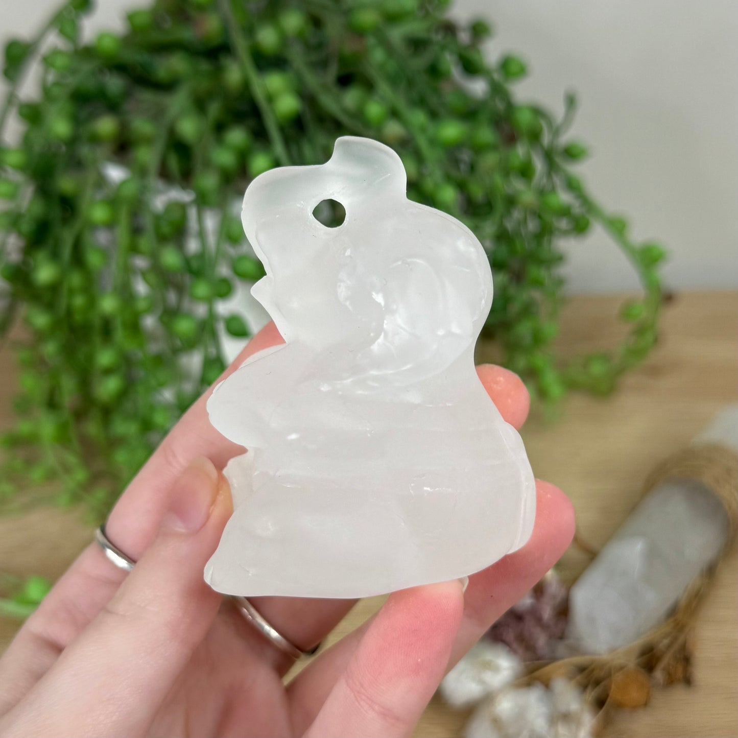Selenite Sitting Elephant (R296) (R297)