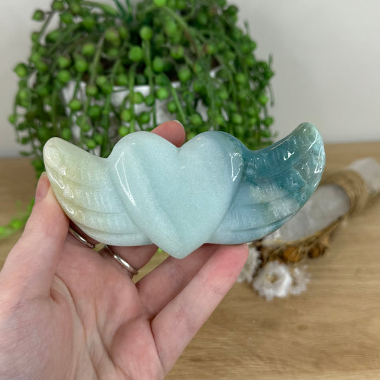 Caribbean Calcite Heart With Wings (N636)