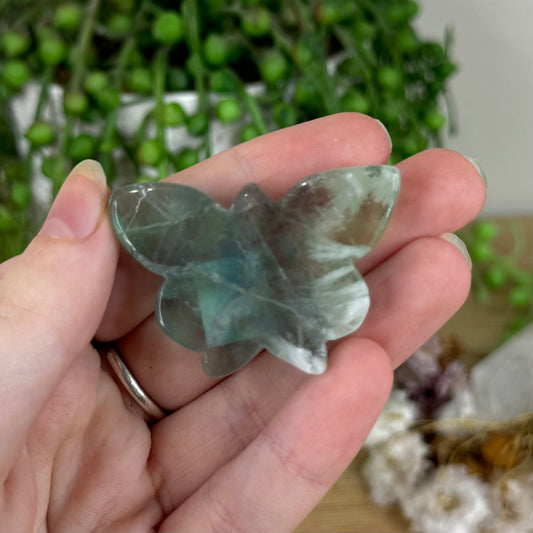 Green Feather Fluorite Butterfly (N113)