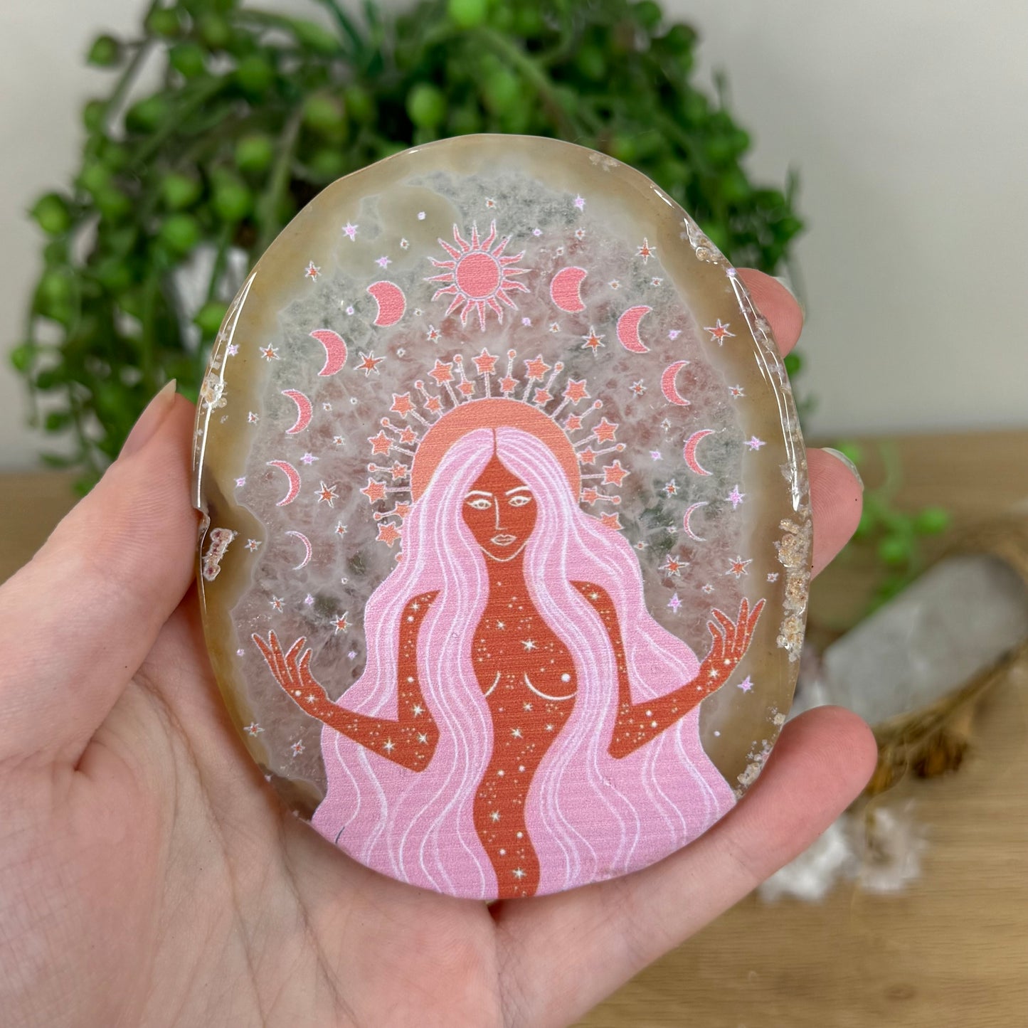 Pink Goddess Agate Slice