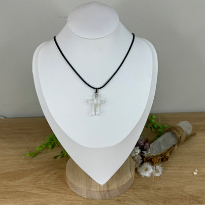 Clear Quartz Cross Necklace (M911)