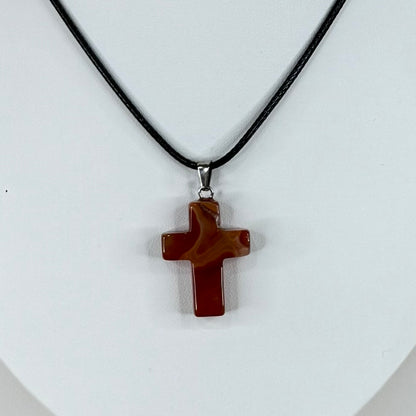 Carnelian Cross Necklace (M908)