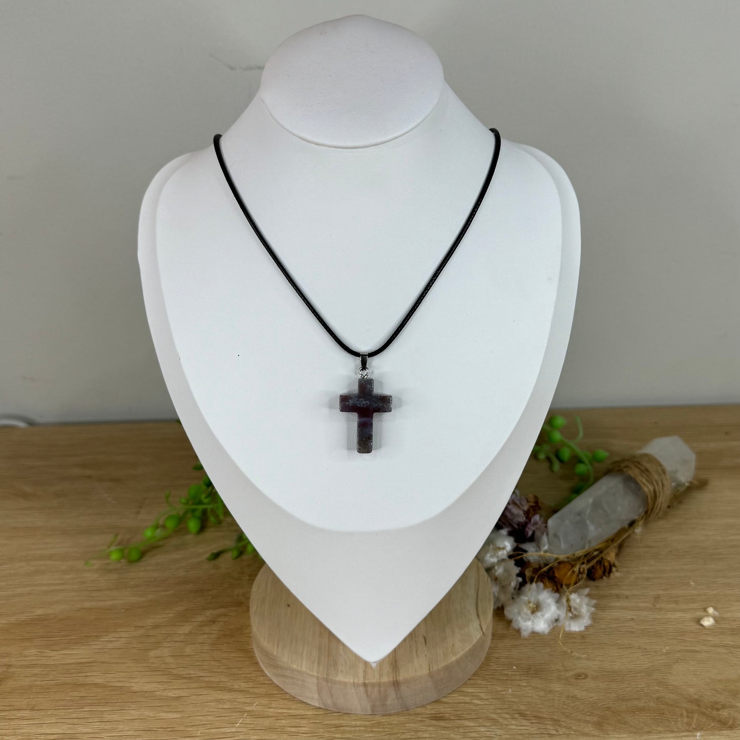 Ocean Jasper Cross Necklace (M903)