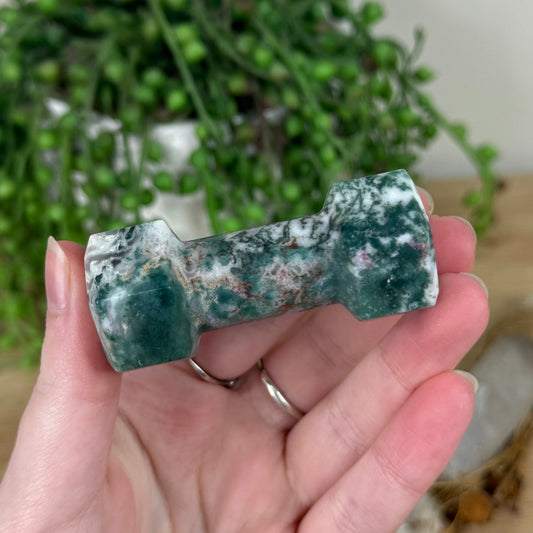 Moss Agate Dumbbell (R585)