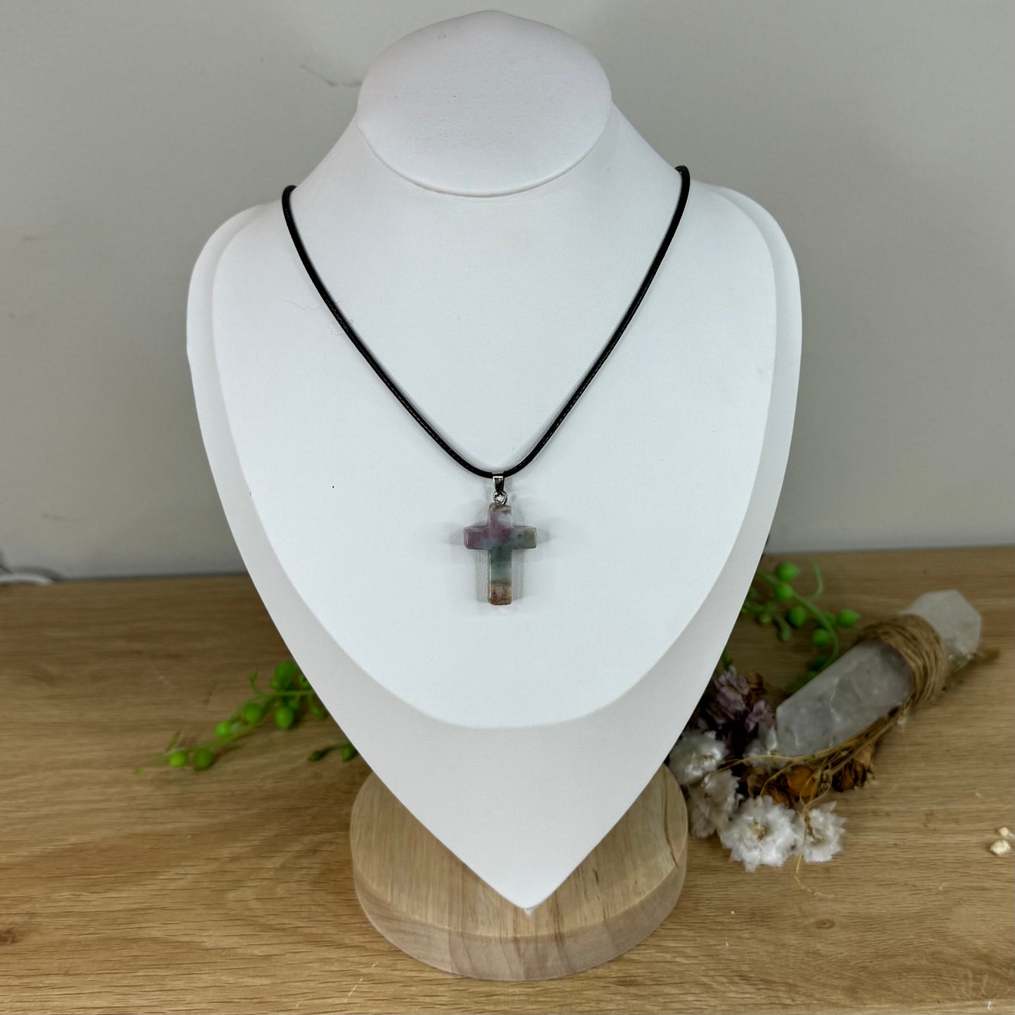 Ocean Jasper Cross Necklace (M901)