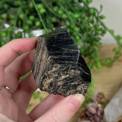 Black Tourmaline / Hematite Cut Base (R561)