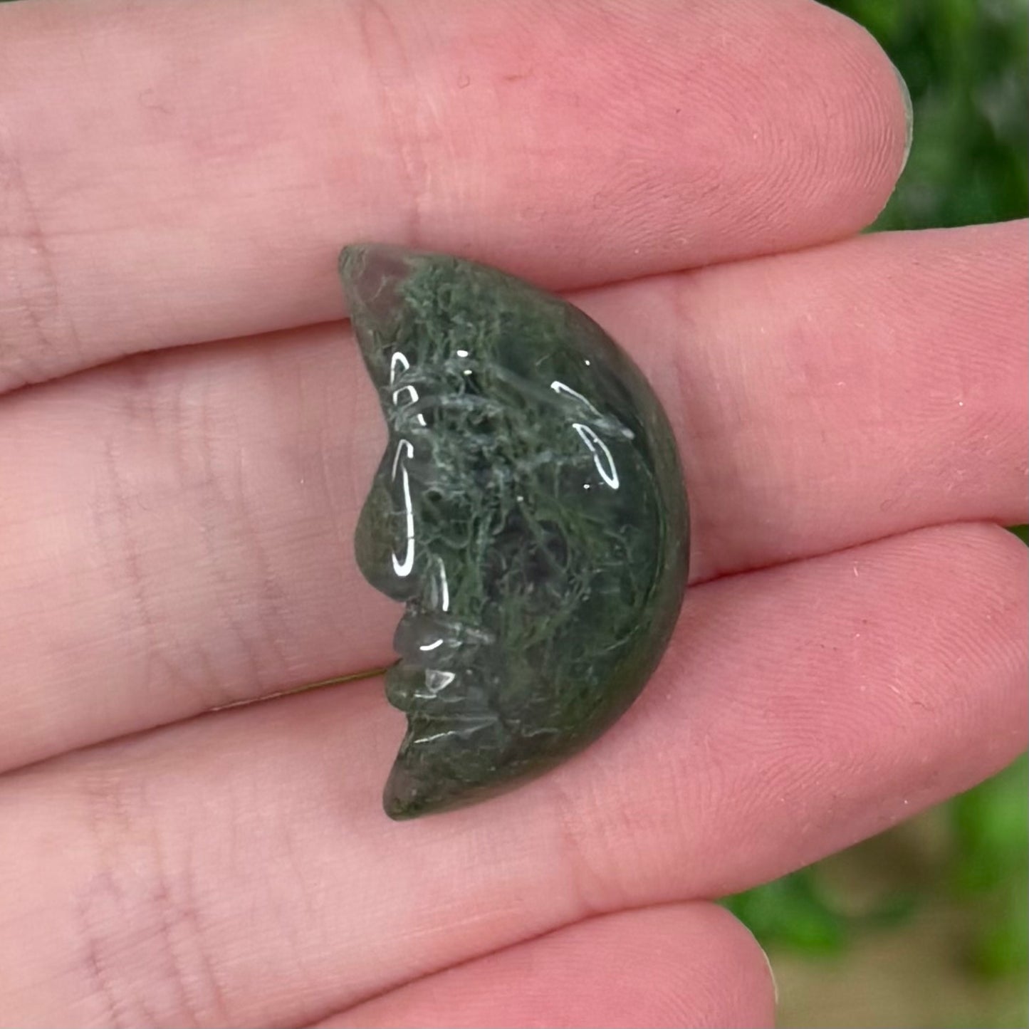 Moss Agate Small Moon Face
