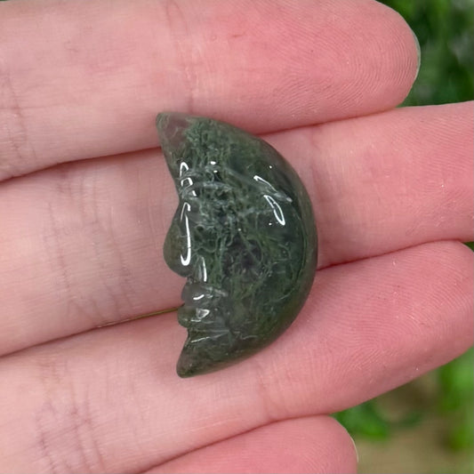Moss Agate Small Moon Face
