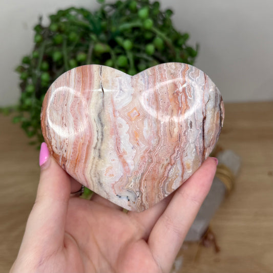 Pink Crazy Lace Agate Heart (X595)