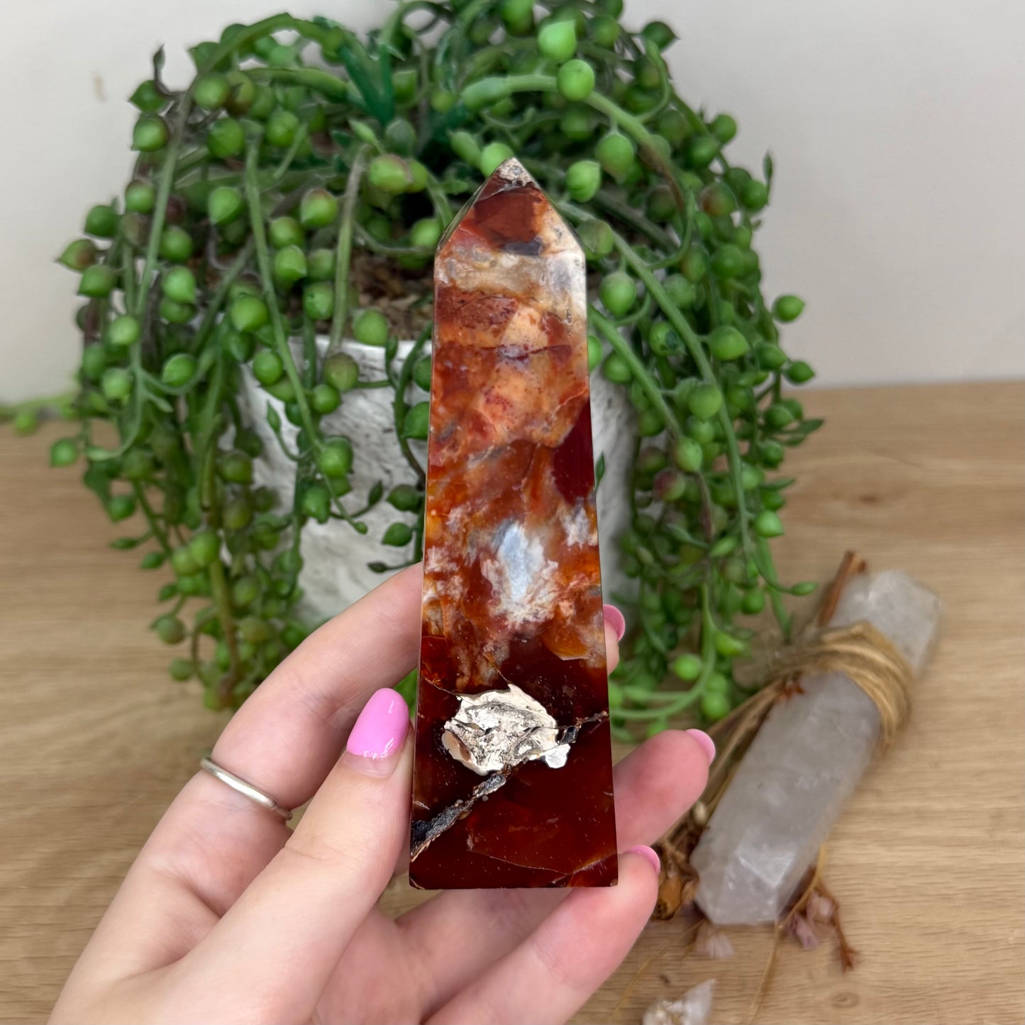 Pink Carnelian Agate Point (X654)