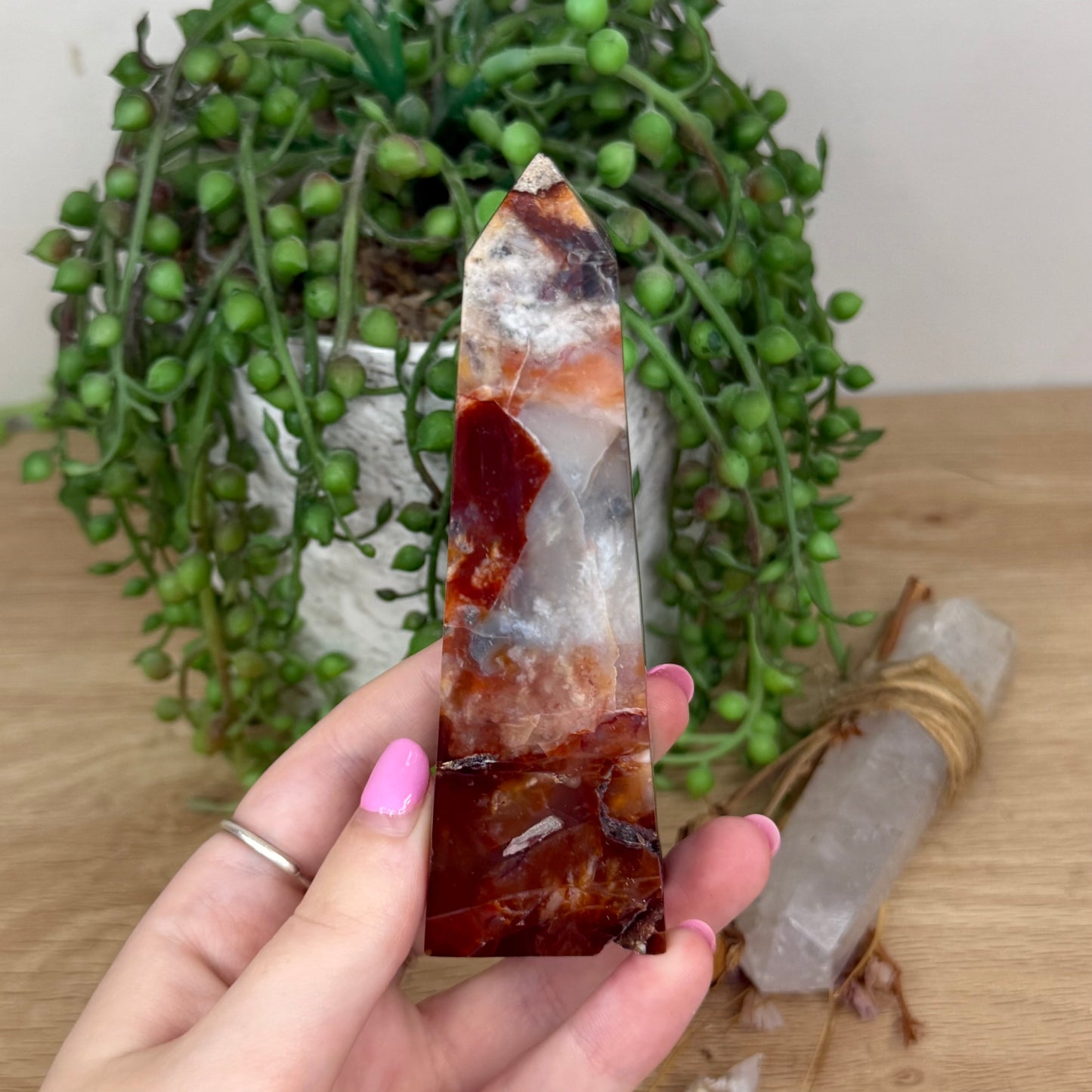 Pink Carnelian Agate Point (X654)