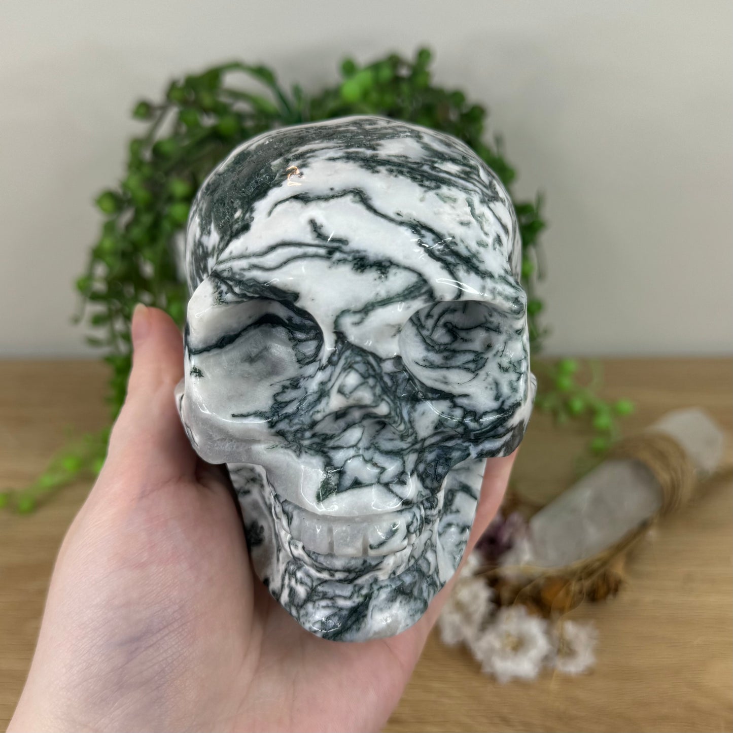 Moss Agate Skull (N257)