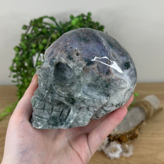 Moss Agate Skull (N258)