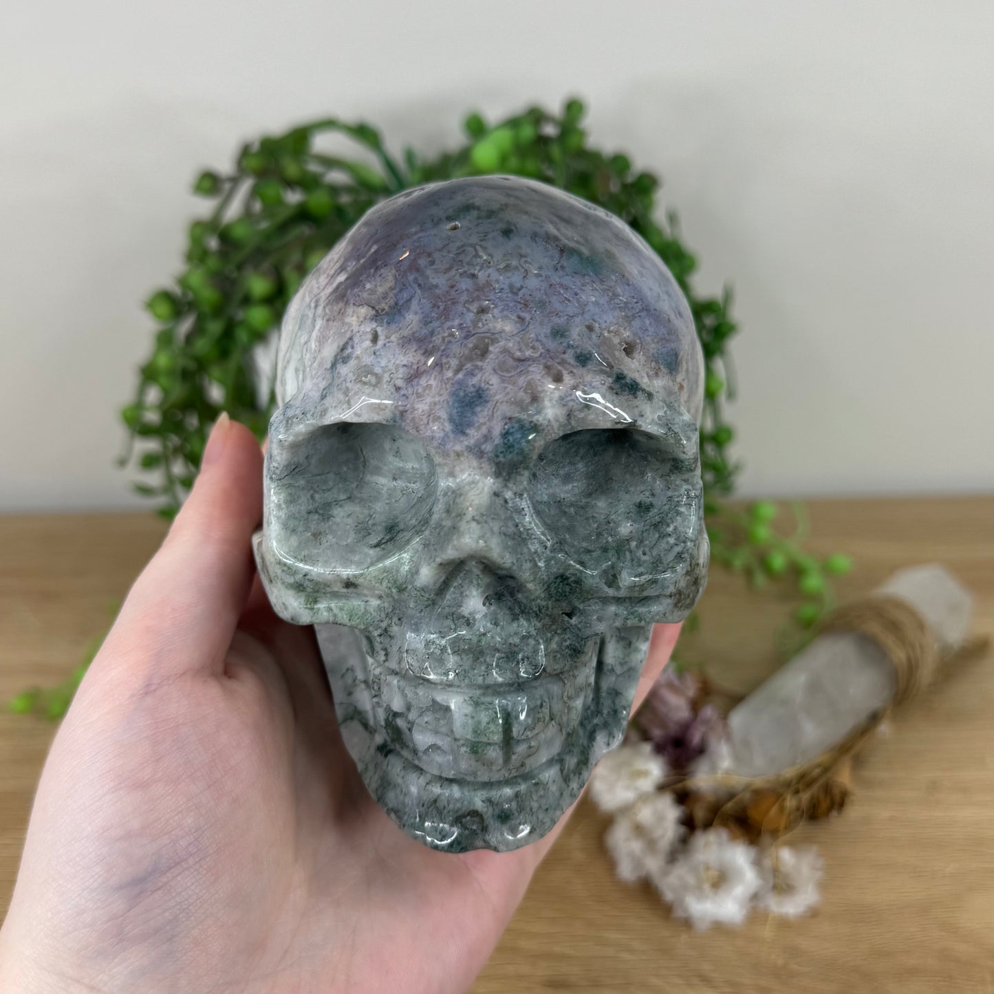 Moss Agate Skull (N258)