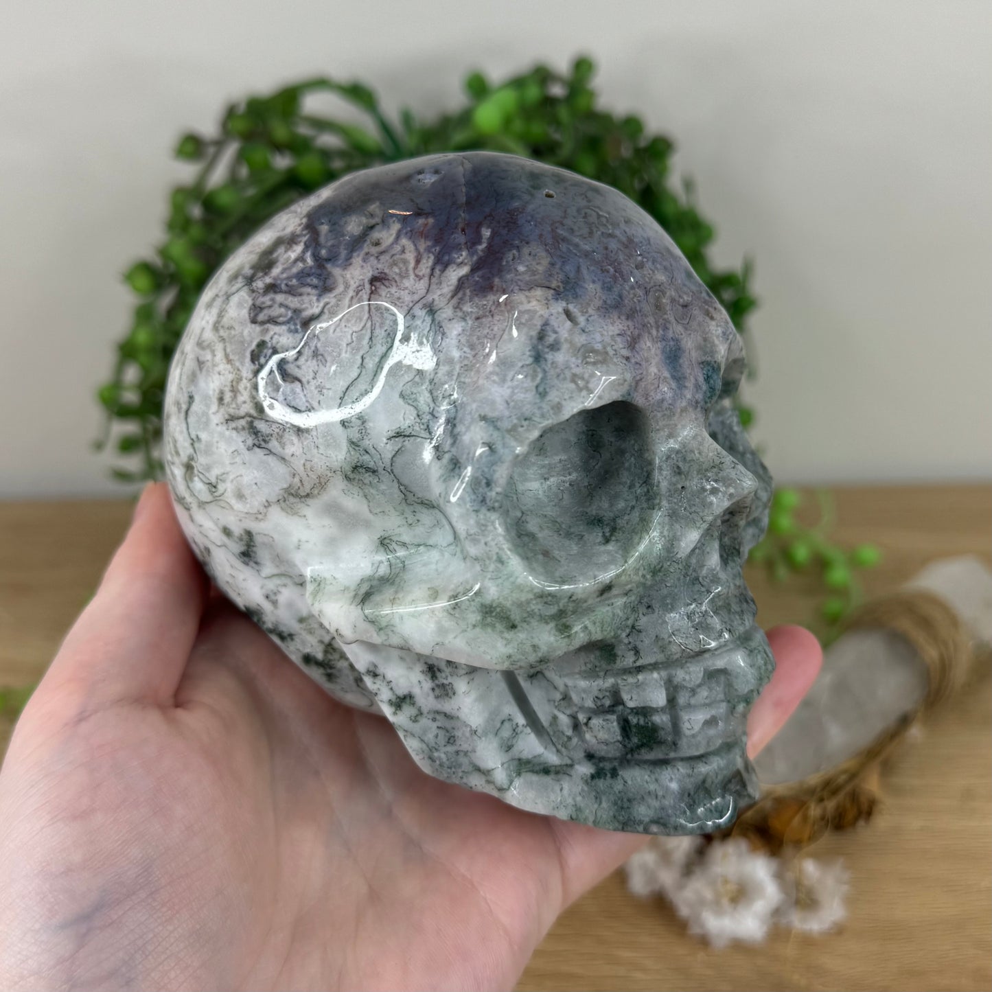 Moss Agate Skull (N258)