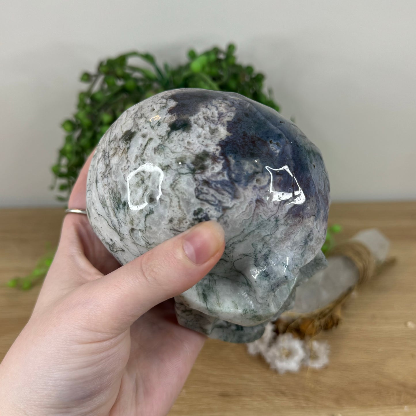 Moss Agate Skull (N258)