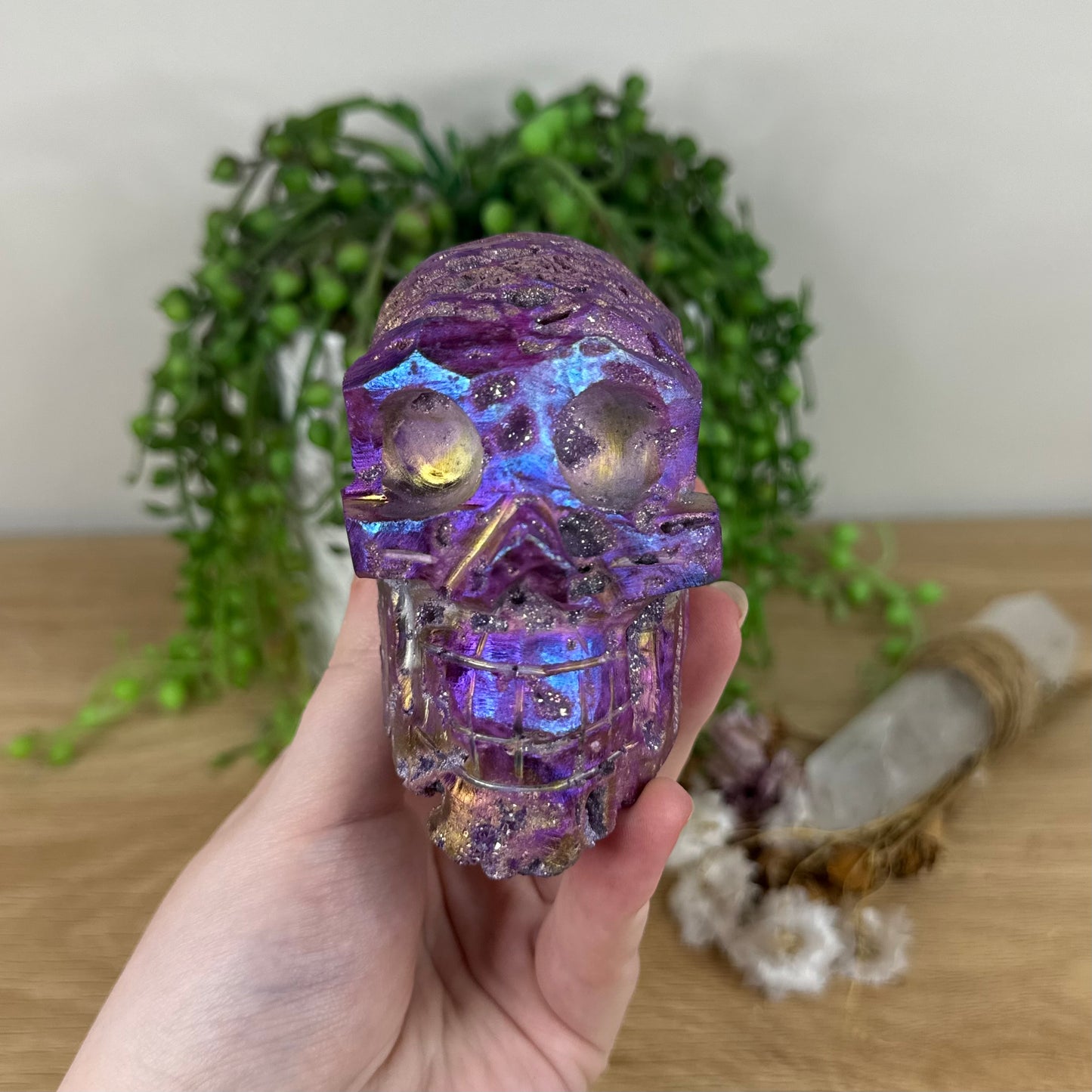Purple Aura Sphalerite Skull (H504)