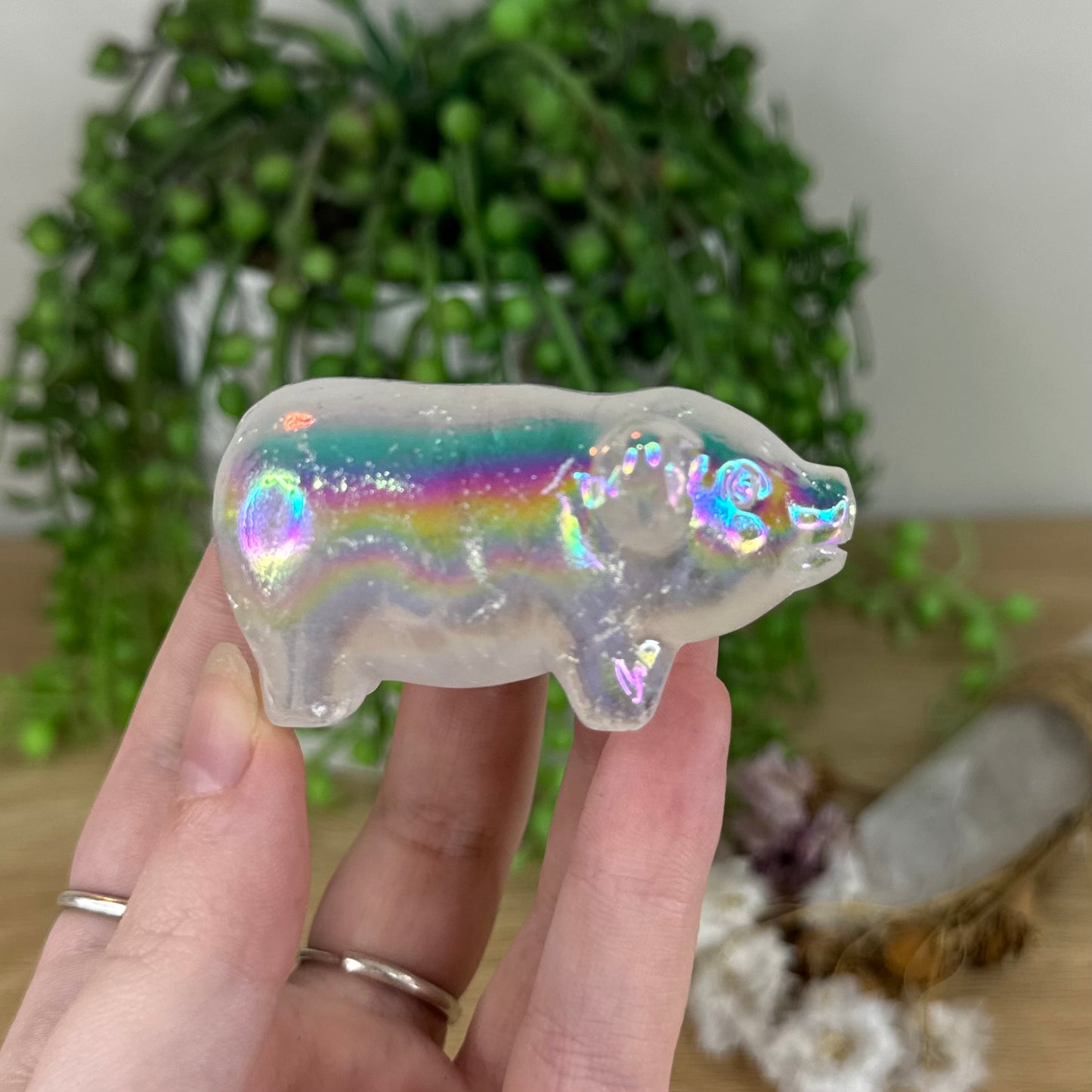 Aura Clear Quartz Pig (N395)