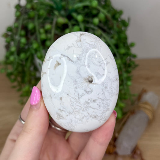 White Plume Agate Palm Stone (X603)