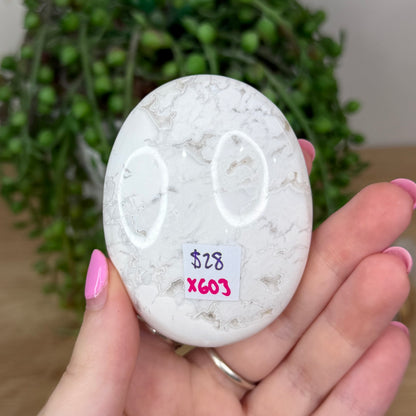 White Plume Agate Palm Stone (X603)