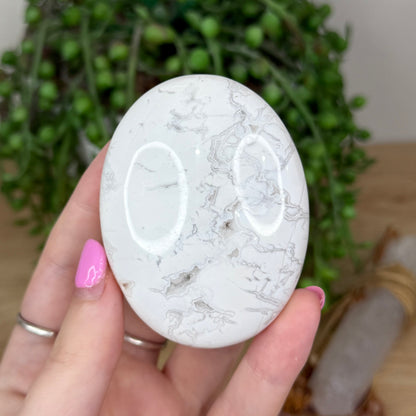 White Plume Agate Palm Stone (X601)