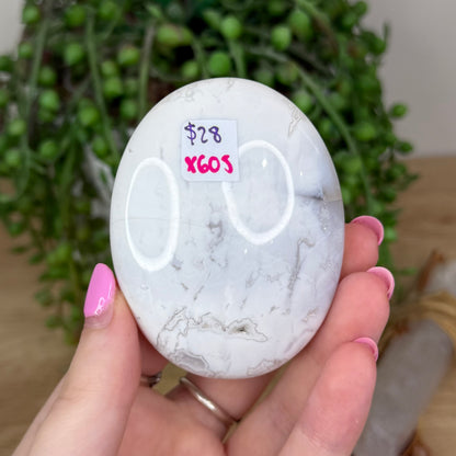 White Plume Agate Palm Stone (X605)