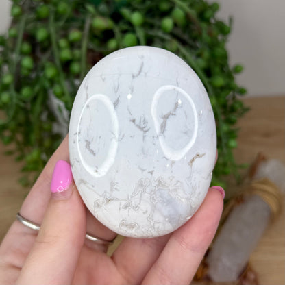 White Plume Agate Palm Stone (X607)