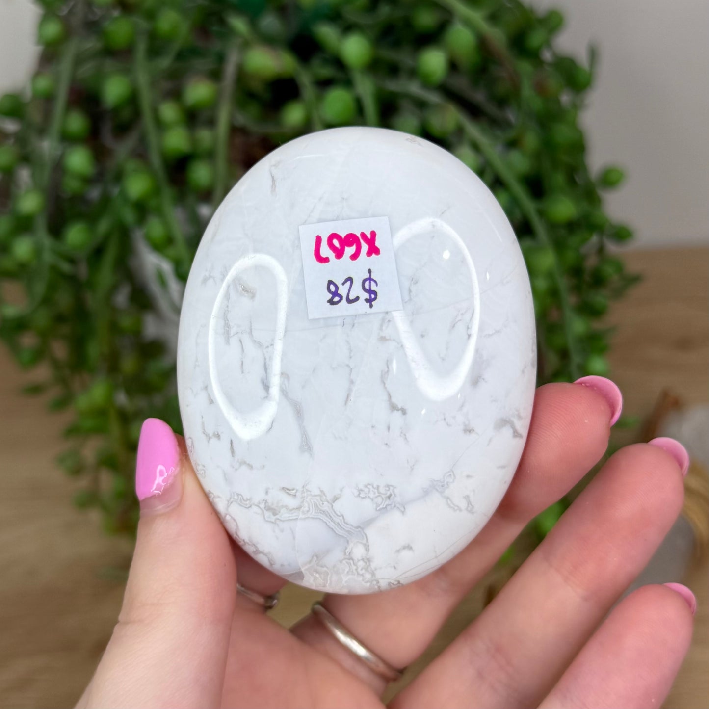 White Plume Agate Palm Stone (X607)