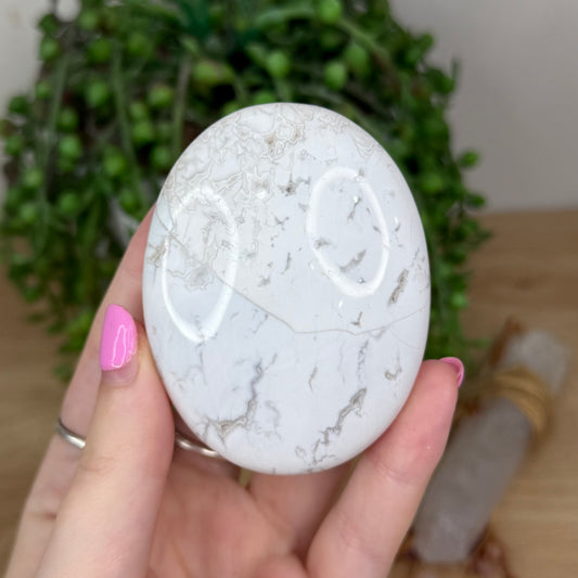 White Plume Agate Palm Stone (X604)
