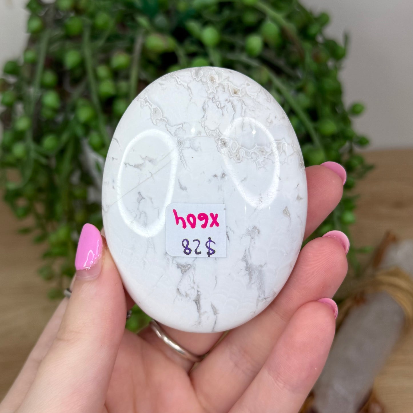 White Plume Agate Palm Stone (X604)