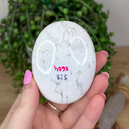 White Plume Agate Palm Stone (X604)