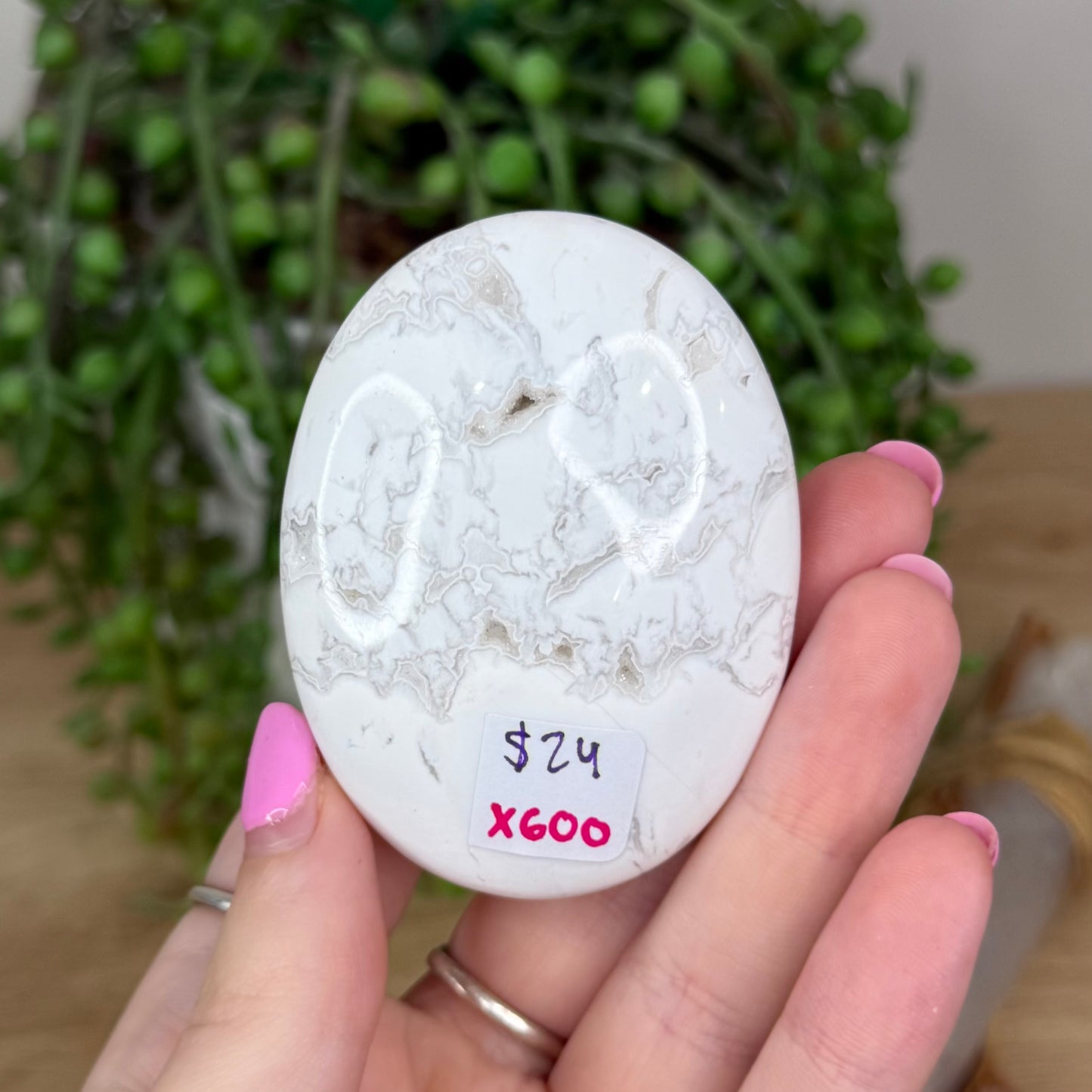 White Plume Agate Palm Stone (X600)