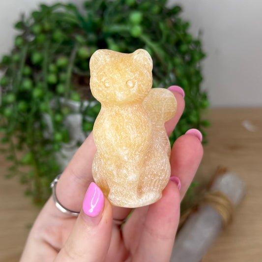Yellow Calcite Cat (X776)
