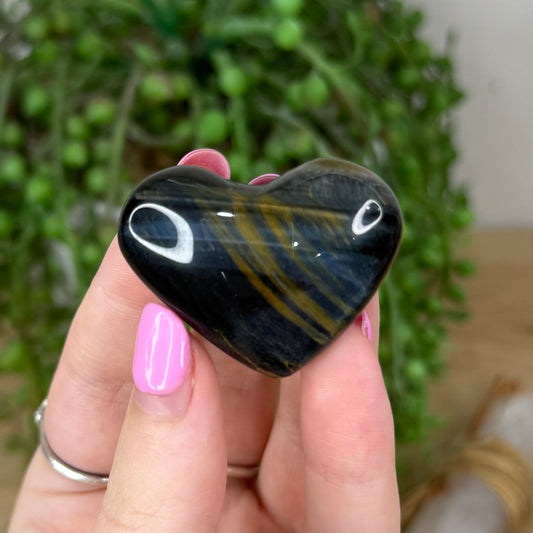 Blue Tiger Eye Heart (X723)
