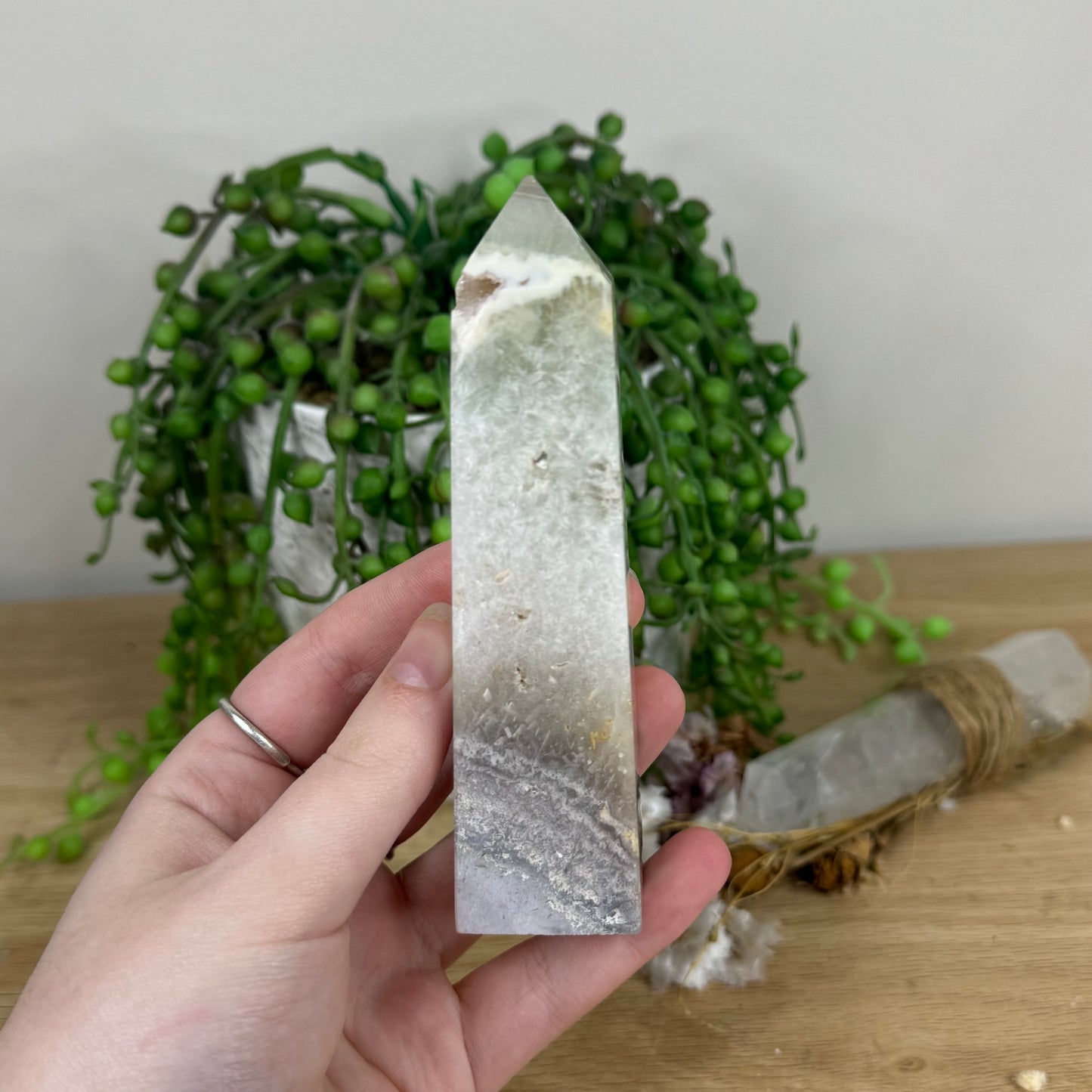 Green Quartz / Pink Amethyst Point (N782)