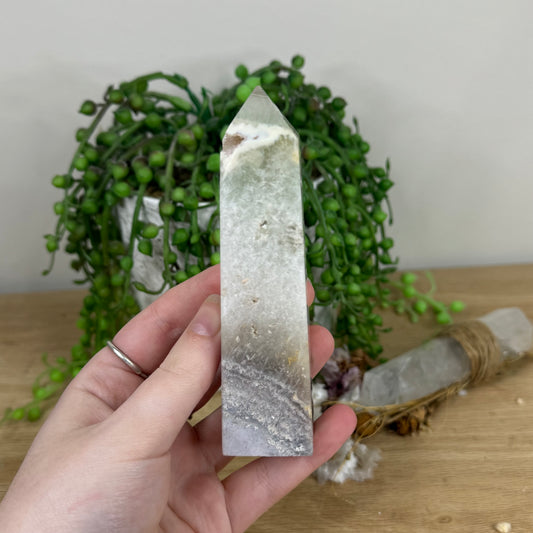 Green Quartz / Pink Amethyst Point (N782)