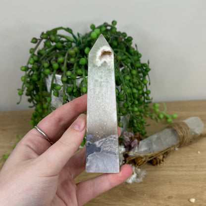 Green Quartz / Pink Amethyst Point (N782)
