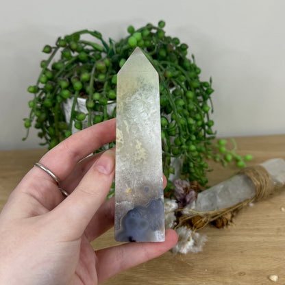 Green Quartz / Pink Amethyst Point (N782)