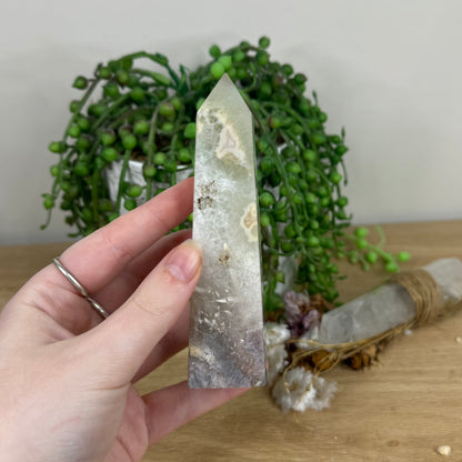 Green Quartz / Pink Amethyst Point (N782)
