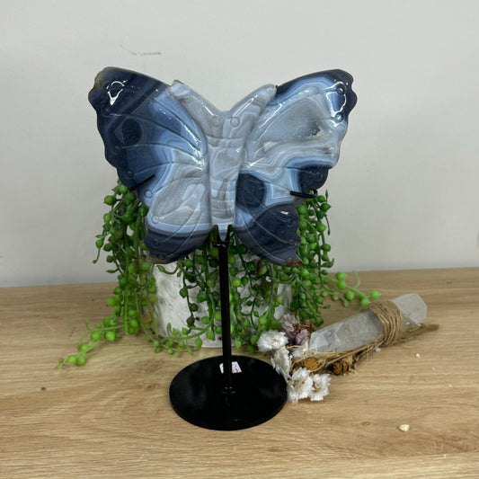 Agate Butterfly On Stand (J753)