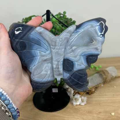 Agate Butterfly On Stand (J753)