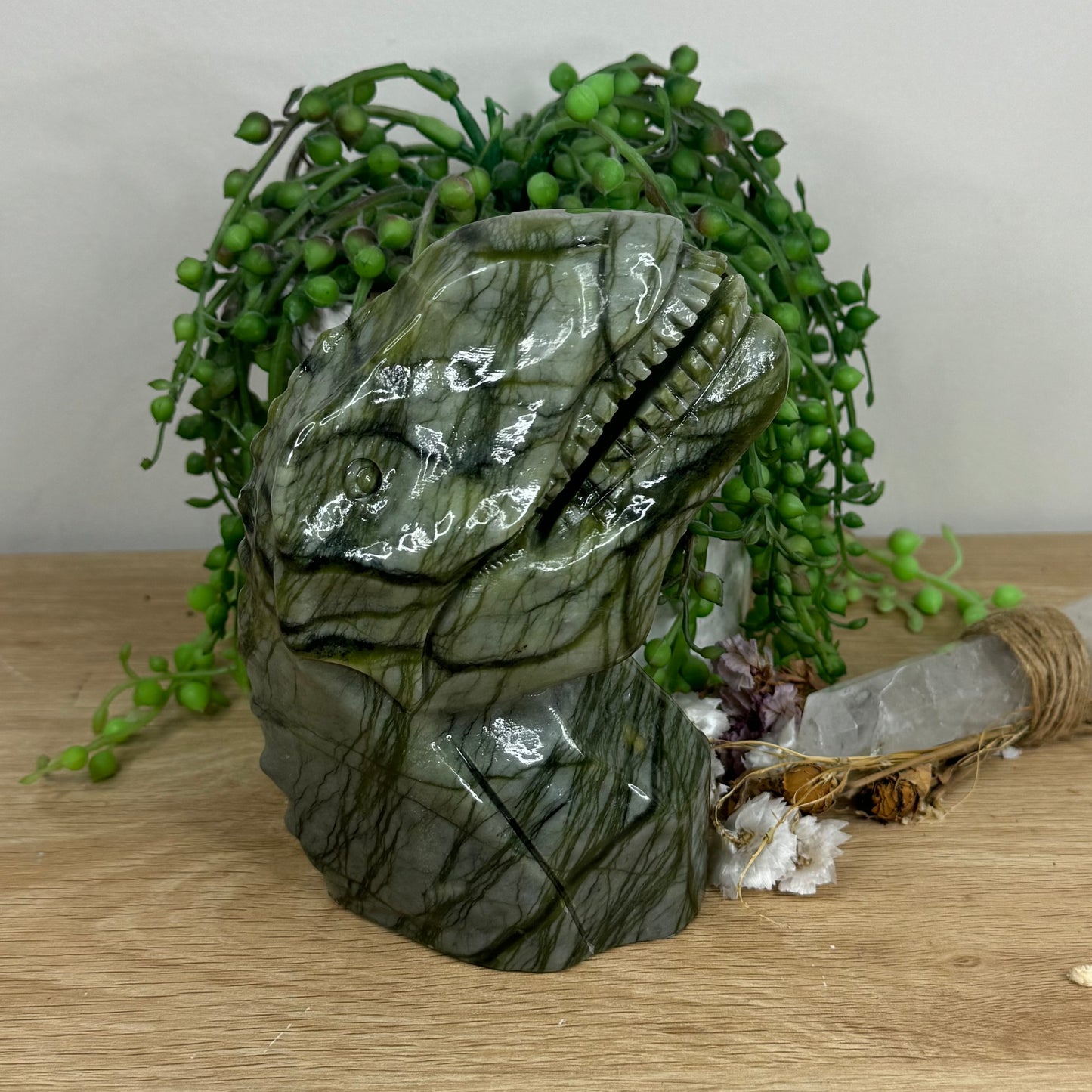 Green Jade Dinosaur Head (N758)