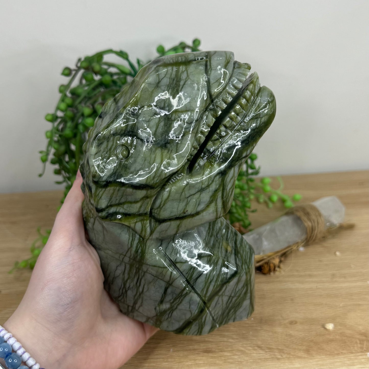 Green Jade Dinosaur Head (N758)