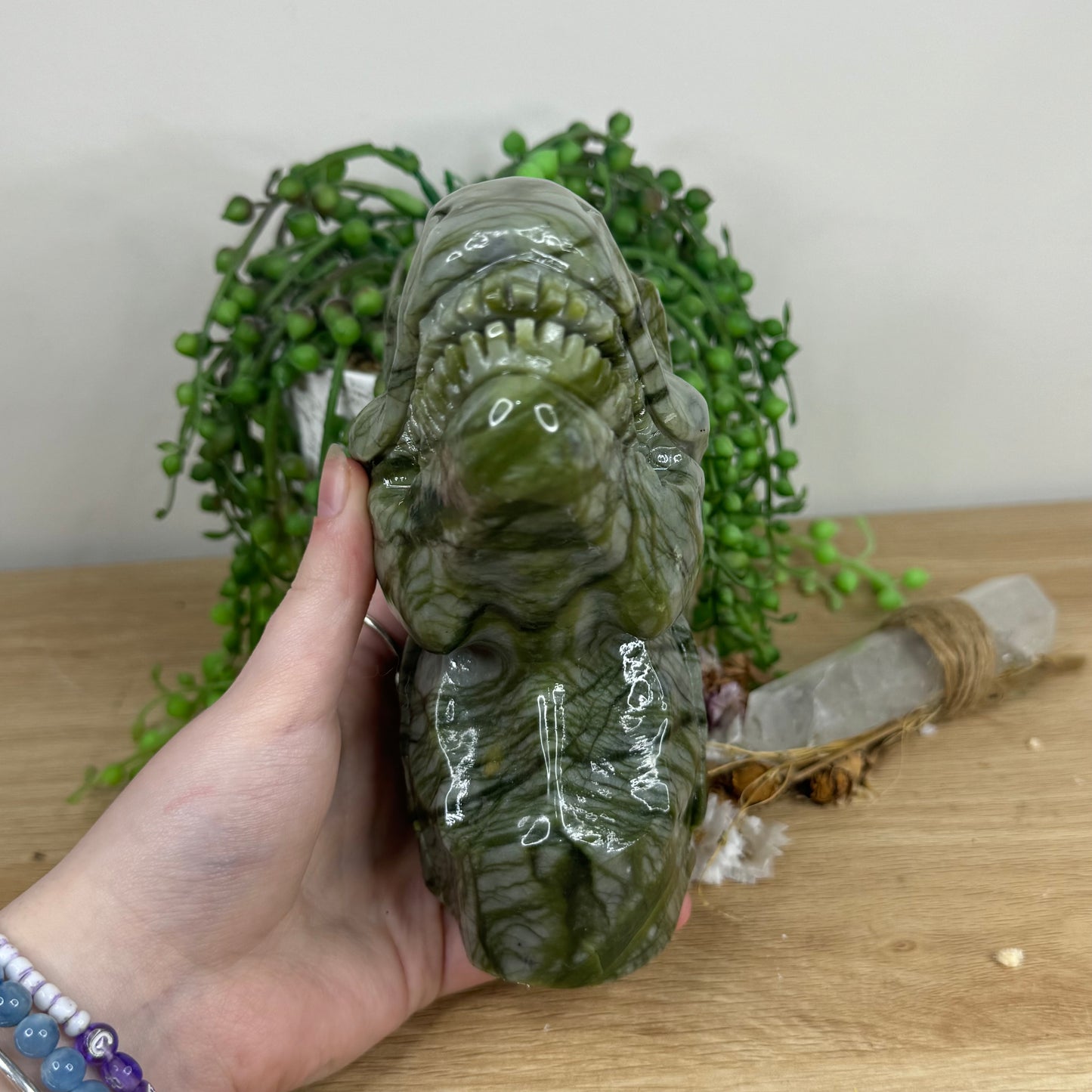 Green Jade Dinosaur Head (N758)