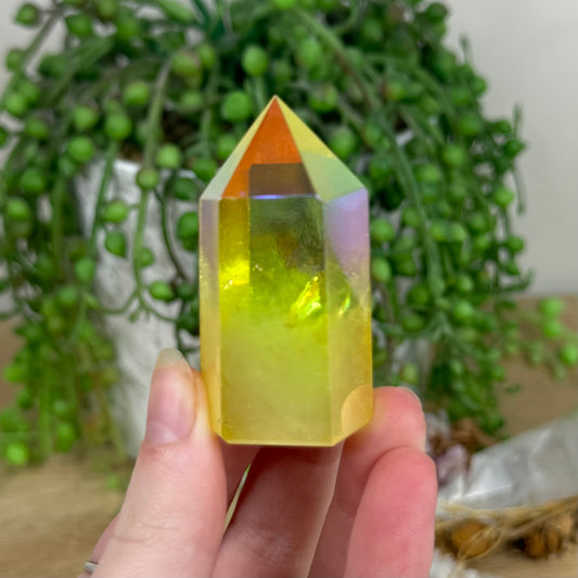 Yellow Aura Quartz Point (N703)