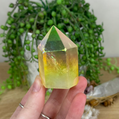 Yellow Aura Quartz Point (N704)