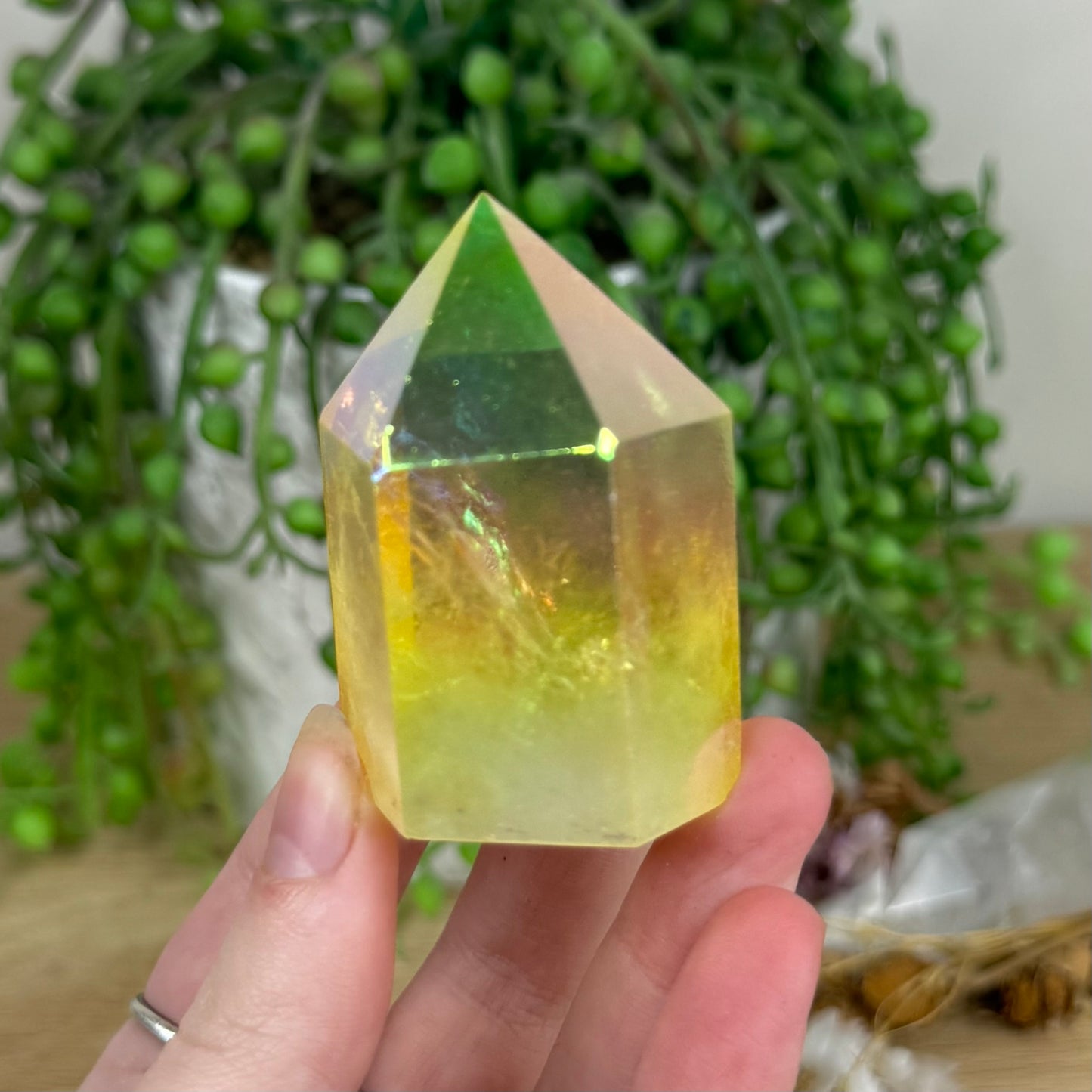 Yellow Aura Quartz Point (N704)