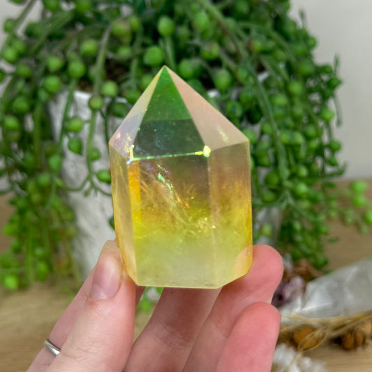 Yellow Aura Quartz Point (N704)